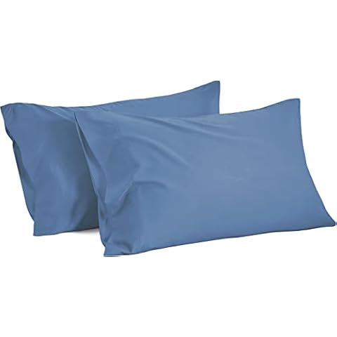2Pcs Pillowcase 800 Thread Count 100% Egyptian Cotton Pillows for Sleeping, Soft & Silky Sateen Weave Bed Pillow Cover Long-Staple Standard Pillowcase Set of 2 Size (20"x40") - Medium Blue Solid Cover