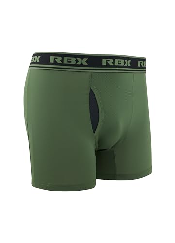 RBX Active Men's Boxer Briefs with Fly, Performance Mesh Quick Drying Underwear for Men 4-Pack Premium Mesh Boxers3