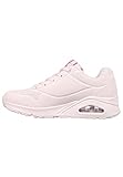 Luftgepolsterte Zwischensohle Skechers Damen UNO Spread The Love Sneaker, Pink W mehrfarbiger Herzdruck Durabuck Mesh, 38 EU