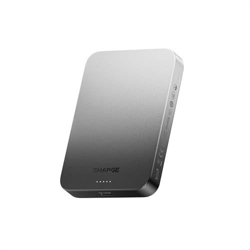 SHARGE AeroMag Power Bank Magsafe, Cargador Portátil Magnético 10000mAh con Carga Rápida 15W Qi2, Inalámbrico Batería Externa Diseñado para iPhone 17 Pro Max/17 Pro/16/15/14