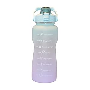Clenp Waterfles 2L Sport Waterfles Uittrekbaar, BPA-vrij drinkfles kooldioxide geschikt met motiverende tijdmarkering, grote drinkfles voor outdoor/school/uni/bike/kantoor
