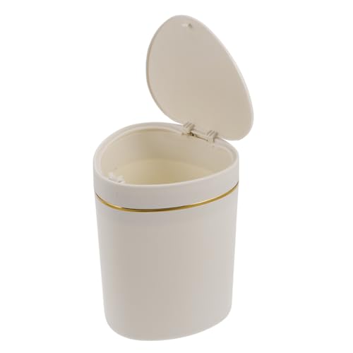 Mini papelera de mesa blanca con tapa de presión miniatura 1