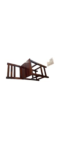 Image of OGESTA Solid Sheesham Wood Bar Chair for Kitchen Island & Breakfast Counter | High Back Wooden Bar Stool with Cushioned Seat | Rustic Walnut Finish | Home Bar & Dining Counter Chair (walnut finish)