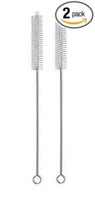 Stainless Steel Ganpati Enterprises 360 Degrees Rotation Cleaner Long Straw Brush For Babies,Straw Cleaning Brush | Straw Cleaning Brush For Straw Sipper -Combo (White Pack Of 2)