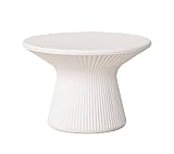 Moovere Mesita Auxiliar Redonda 40 cm de Alto Color Blanco Mesa para Exterior e Interior Decoración para la Terraza y el Jardín