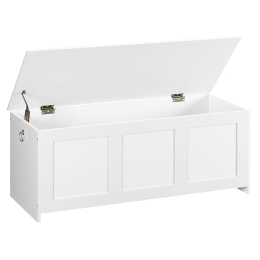HOOBRO Truhen, Sitzbank mit Stauraum, Spielzeugkiste mit Deckel, 100 cm Aufbewahrungstruhe, Truhe mit Sicherheitsscharnier, Eingangsbereich, Schlafzimmer, Wohnzimmer, Weiß EWT141CW01