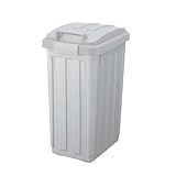 アスベル フタ付きゴミ箱 屋外 45L ハンドル付きダストボックス しっかりロック ライトグレー 開閉簡単 A6886