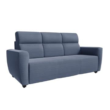 Image of Wakefit Belize 3 Seater Sofa Set for Living Room | 3 Year Warranty | Omega Blue Fabric, Neem Wood Frame