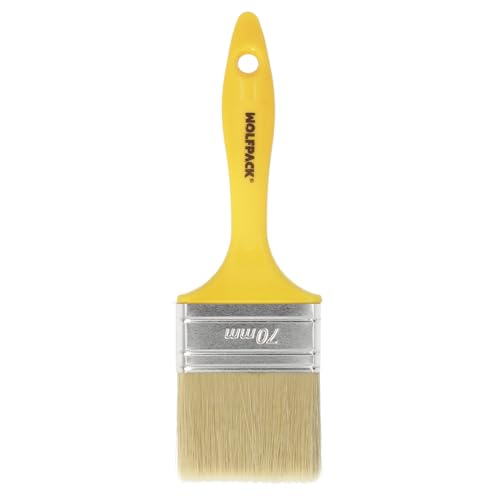 WOLFPACK LINEA PROFESIONAL Paletina Profesional Cerda Blanca Ancho 70 mm. Cerdas Naturales Mango Plastico Ergonomico, Brocha Pintor, Pincel Pintura