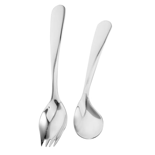 HOODANCOS 1 セット 給餌とケアの食器 グリップ 再利用可能 スプーン 適応銀器 者 適応給餌器具 カトラリー 食事用の食器 高齢者向けの食器 高齢者用食器 ステンレス鋼 Silver