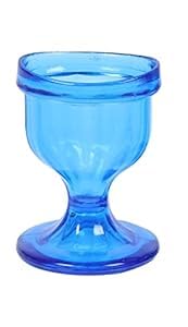 Image of QimacPlus Premium Glass Eye Wash Cup for Gentle and Effective Eye Cleansing - Engineered for Superior Comfort, Smooth Edges, Eye-Shaped Rim, Snug Fit - Includes Storage Container (Set of 1) (Blue)