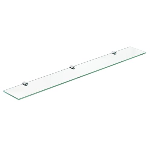 AQUALAVOS Estante de cristal para baño C, estante de pared, estante de pared, estante de baño, 80 cm, cristal transparente, 6 mm, vidrio de seguridad, estantes para baño