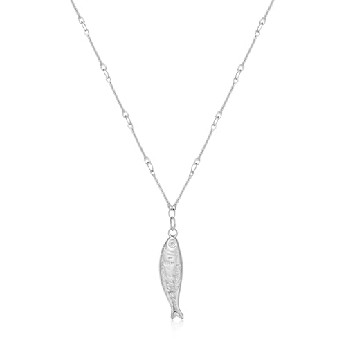 MIJENITI Beach Charm Necklace Silver Fish Drop
