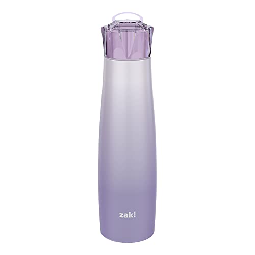 Image of Zak Designs 20 oz Jewel Vacuum Insulated 18 /8 Stainless Steel Water Bottle with Leak-Proof Lid, Keeps Cold and Fits In Car Cup Holders for Travel (20 oz, Amethyst)