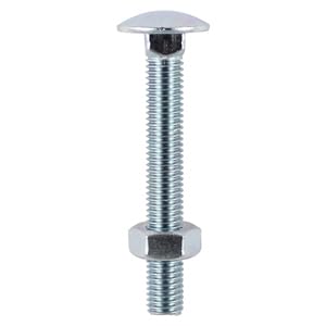 M6 M8 M10 M12 Cup Square Carriage Bolts Coach Screw WITH Hex Full Nut 20-260mm (Pack of 5,10, 20, 50,100) (100, M6x100)