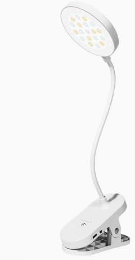 Clip on LED Desk Lamp, 4 Brightness & 3 Color Modes, 360°Adjustable LED Reading Light, Plug-in Powered with Flexible Gooseneck for Bed & Desk (No Battery)
