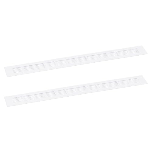 sourcing map Cubierta de ventilación de aire, 2 unidades, 500 x 50 mm, cubierta de ventilación de malla de aleación de aluminio, rejilla de ventilación rectangular para armario de zapatos (blanco)