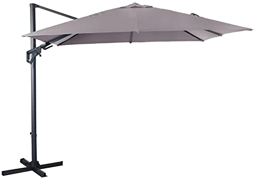 Proloisirs Parasol déporté orientable 360° inclinable gauche droite 3 x 3 m Orient Taupe