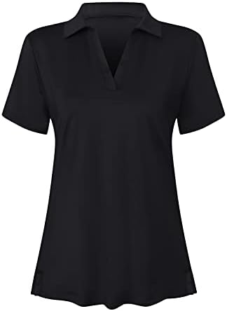 Vidusou Golf Shirts for Women,Tennis Polo Womens Short Sleeve Athletic T-Shirts Sport Active Workout Golf Apparel Running Outdoor Clothes Black XL