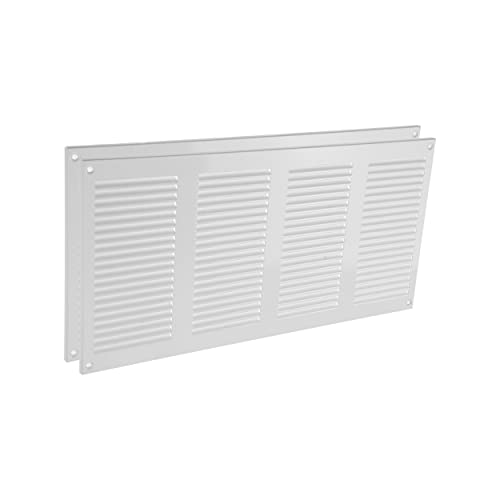 Vent Systems Blanco 200 x 400 mm cubierta de ventilación de aire parrilla metal con pantalla de protección de plagas integrada cubierta de ventilación HVAC para mejoras en el hogar - Paquete de 2