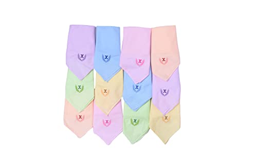 Image of ANTONIA Personalized Cotton Women's Handkerchiefs with Embroidered Initials, Assorted Colours (33 cm x 33 cm)