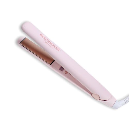 The Beachwaver Co. Coast Pro Ceramic Flat Iron - Pink Rosegold | 1-Inch Ceramic Plates for Fast Styling & Frizz Reduction, Auto Shut-Off | Professional Hair Straightener for All Hair Types | BWFLPink