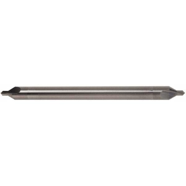 Hertel Combo Drill & Countersink, #4, Solid Carbide, 5/16" Body Diameter, 1/8" Point Diameter, 82° Angle, Bright Polished Finish, 4" OAL, Right Hand Cut