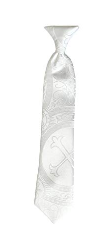 Holiday Bow Ties Boys Religious Necktie Of White Clergy Jacquard, Boys 13” (Boys 13") #TOP30