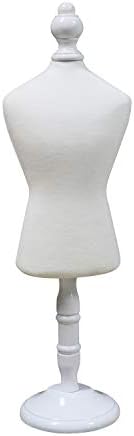 DE-LIANG Mini Dog Dress Form S Size White Mannequin for Doll Pet Clothes Miniature Sewing Dress Display Rack with Wooden Round Base Fully Pinnable.