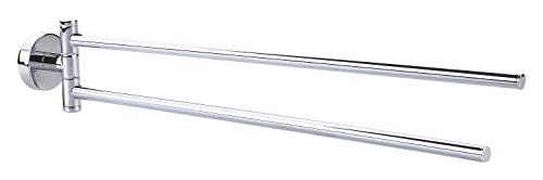 Tesa Smooz Porta Asciugamani Doppio - Porta Asciugamani In Metallo Cromato Inox Con Semplice Installazione E Bracci Girevoli - Colla Rimovibile Inclus