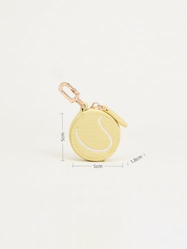 Tennis Ball Shaped Mini Coin Purse, Yellow pouch, fun Keychain Wallet with Embroidered Design, Fashion Accessory for Women man (Tennis-shaped) - Thumbnail 5