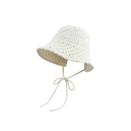 Chapeau seau en tricot blanc pour femmes | Bob de voyage pliable d'été