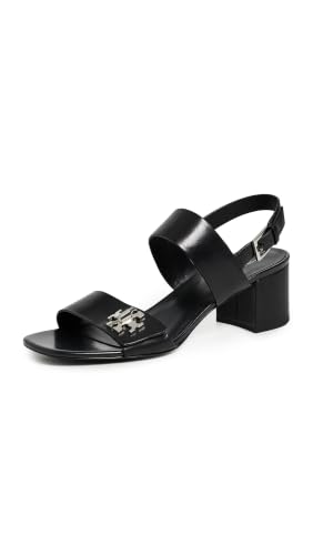Tory Burch Women's Turnlock Heel 55mm Sandals, Perfect Black, 8 Medium US