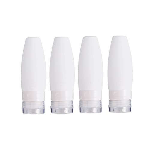 Healvian 4個 装瓶 シリコン製 軽量コンパクト 乳白色 化粧品収納用 トラベル用詰め替え容器 シャンプーやローション対応 旅行携帯に便利