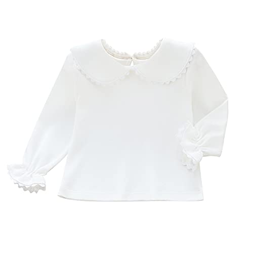 Baby Kinder Jungen Mädchen Baumwolle Langarmshirt Peter Pan Kragen...