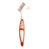 Yeetandoo Random Color Premium Dual-Sided Denture Cleaning Brush with Multi-Layered Soft Bristles and Rubber Anti-Slip Handle - Portable False Teeth Cleaning Tool for Efficient Denture Care (1)