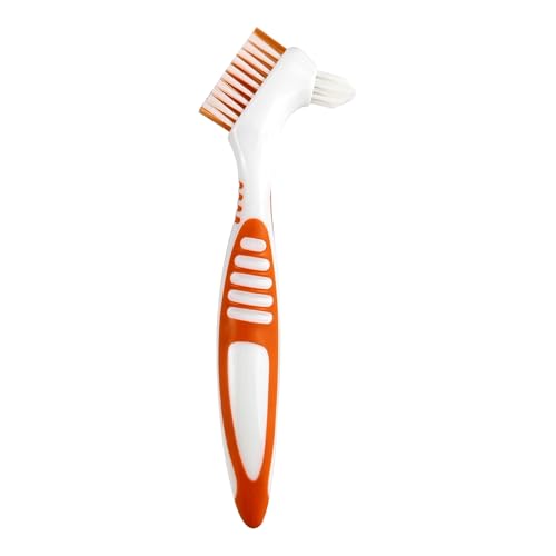 Yeetandoo 1Pcs Premium Dual-Sided Denture Cleaning Brush with Multi-Layered Soft Bristles and Rubber Anti-Slip Handle - Portable False Teeth Cleaning Tool for Efficient Denture Care (1)