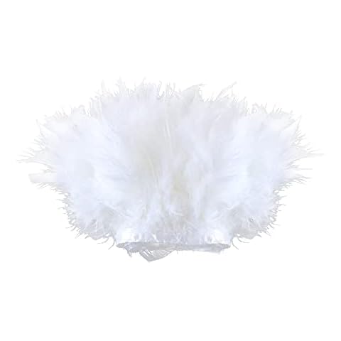 FEARAFTS Fluffy Turkey Feather Fringe Trim for Crafts Dress Making Wedding Home Decor Pack of 2 Yards (white) Cover
