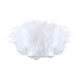 FEARAFTS Fluffy Turkey Feather Fringe Trim for Crafts Dress Making Wedding Home Decor Pack of 2 Yards (white)