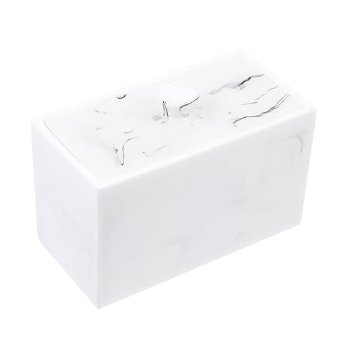 BEBEMOKO Box Toothpick Organizer Toothpick Storage Container Cotton Pad Container Beauty Sponge Holder Makeup Sponges Storage Container Make up Sponge Holder Earbud Holder Resin White