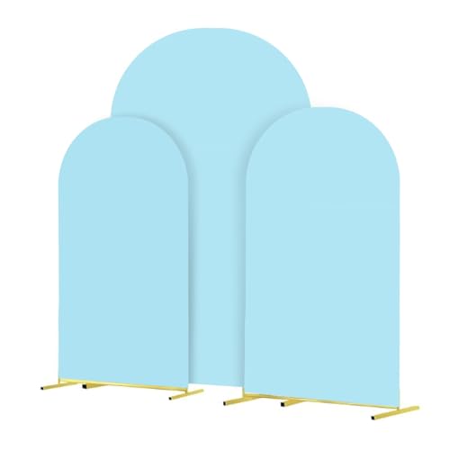 3-Piece Arch Cover for Wedding, Arch Spandex Fitted Covers 6FT 6.6FT 7.2FT Round Top Chiara Wedding Backdrop Covers Compatible for Birthday, Indoor Outdoor Party (Light Blue)