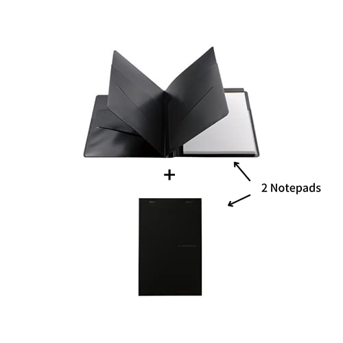 Maruman Mnemosyne Notepad & Holder with 5 Pockets A5 Black HN188FA and 1 Refillable Hardcover A5 Grid Notepad N188A - Value Set