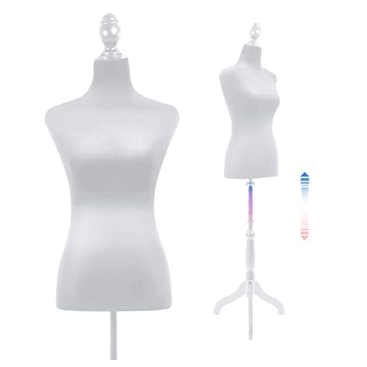 Mannequin Body Female,Dress Form Sewing Mannequin Torso with Stand 50-63 inch Portable Adjustable Mannequin for Clothes Display Sewing Wooden Tripod Base,White