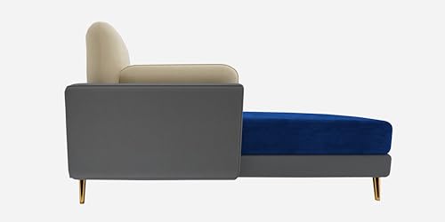 Image of Black Wood Modern Velvet RHS Sectional Sofa (3 + Lounger) with Extra Luxury Comfort for Bedroom, Living Room, Dining Room, Drawing Room, Home Office in Bug Resistant Wood Structure
