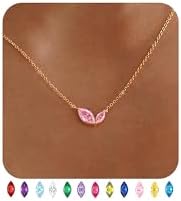 Dainty Gold Birthstone Necklaces for Women Non Tarnish 14K Gold Plated Necklaces for Women Trendy Blue Green Cubic Zirconia Pendant Necklace Graduation Birthday Gifts for Mom Personalized Jewelry