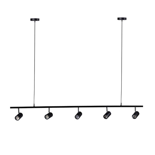 Lexi Lighting Colleen 5 Light Adjustable Spotlight Pendant, LED Modern Flush Mount Ceiling Lighting, Flexibly Rotatable Head, Black Metal Track Lighting Kit for Bedroom Living Room Kitchen Island