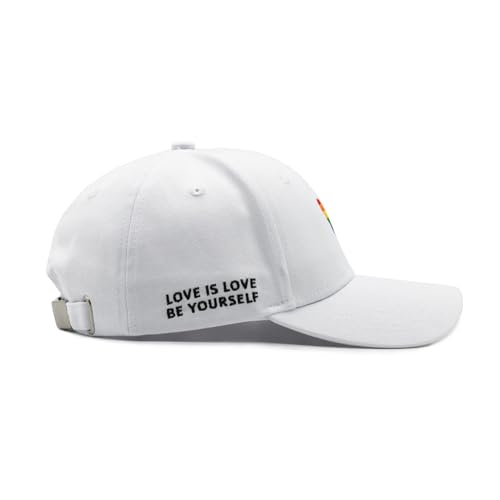 Image of LGBT Pride Baseball Hat, Embroidered Rainbow Heart Hat, Adjustable Gay Lesbian Love Cap for Men Women