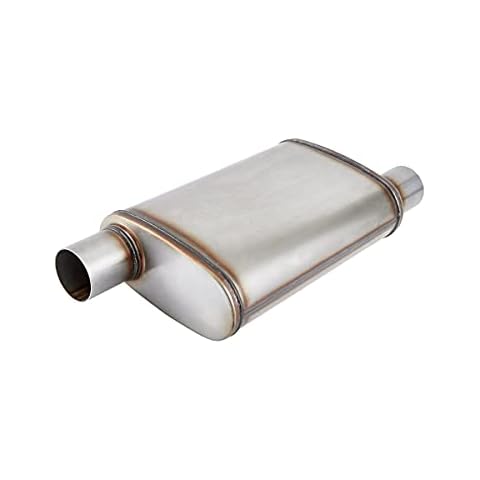 Floshine Universal Stainless Muffler Straight-Through Performance Muffler Exhaust FH1235 (offset in | offset out, 3") Cover
