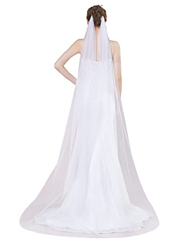 BEAUTELICATE Brautschleier Hochzeitsschleier Drapieren Boho Schleier Für Braut Hochzeit Schnittkante Kapellelänge Weiß Elfenbein Mit 2 Metallkämme Cover