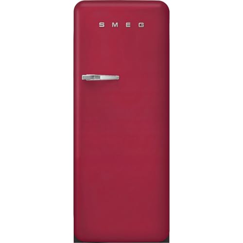 Image of Smeg Retro Style FAB28 50s Style Refrigerator, Right Hinge, Ruby Red, Matte Finish - 9.93 Cu. Ft. - Made in Italy